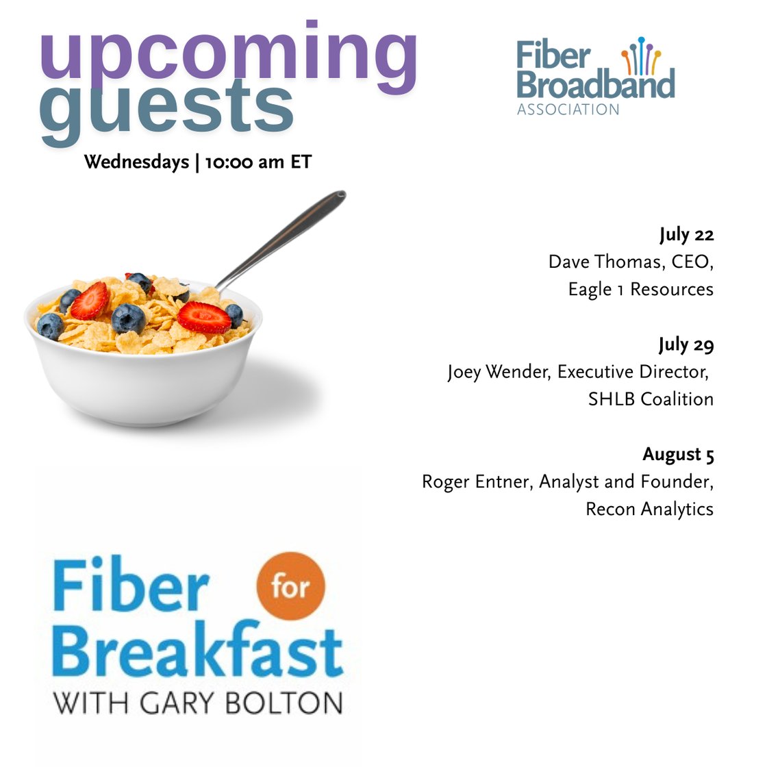 Upcoming FFB Guests7.15